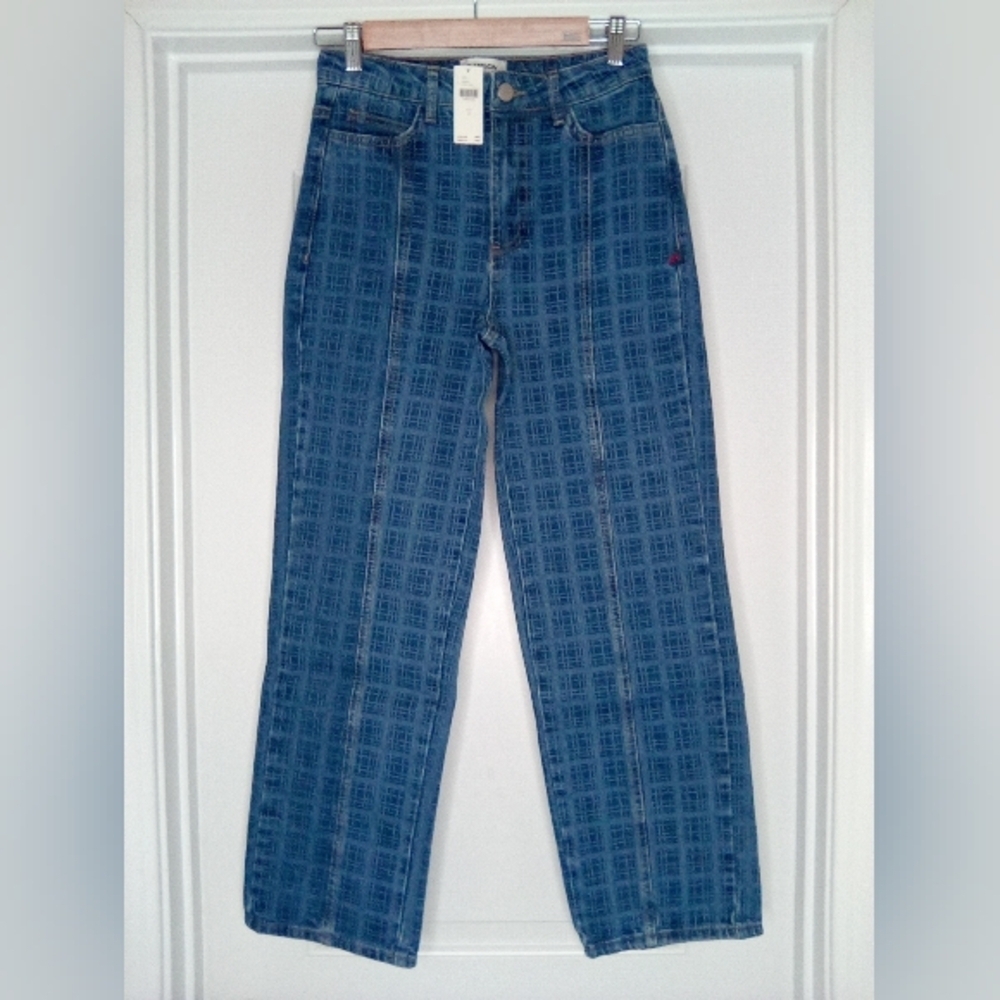 Damson Madder Tovie Mid Rise Straight Leg Laser Check Jeans Sz. 4 - Picture 13 of 16